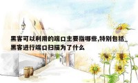 黑客可以利用的端口主要指哪些,特别包括_黑客进行端口扫描为了什么