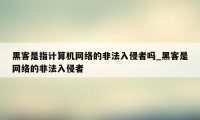 黑客是指计算机网络的非法入侵者吗_黑客是网络的非法入侵者