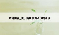 防御黑客_关于防止黑客入侵的动漫