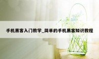 手机黑客入门教学_简单的手机黑客知识教程