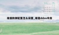 维盟防御配置怎么设置_维盟ddos攻击