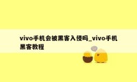 vivo手机会被黑客入侵吗_vivo手机黑客教程