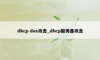 dhcp dos攻击_dhcp服务器攻击