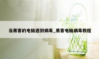 当黑客的电脑遇到病毒_黑客电脑病毒教程