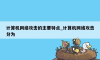 计算机网络攻击的主要特点_计算机网络攻击分为