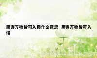 黑客万物皆可入侵什么意思_黑客万物皆可入侵