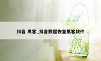 抖音 黑客_抖音数据恢复黑客软件