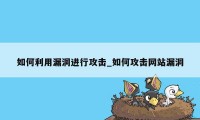 如何利用漏洞进行攻击_如何攻击网站漏洞