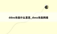 ddos攻击什么意思_doss攻击网络